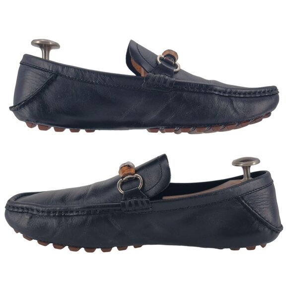 Authentic Gucci Bamboo Bit Driving Loafer Men 9.5 Black Leather Dress Shoe Italy - Picture 6 of 14